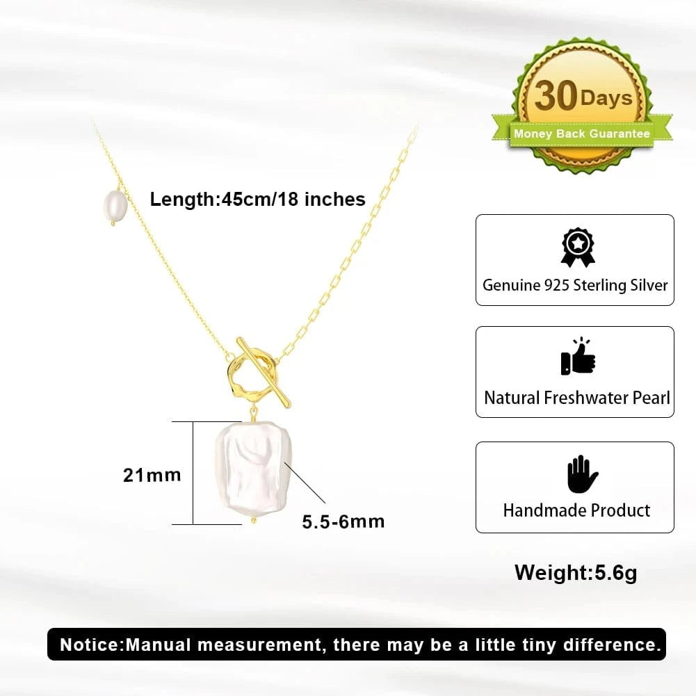 18inches / 14K Gold Plated RINNTIN GPN45 Custom OT buckle Baroque Pearl Necklace Jewelry Korean Style Fine Jewelry 925 Sterling Silver Necklace For Women