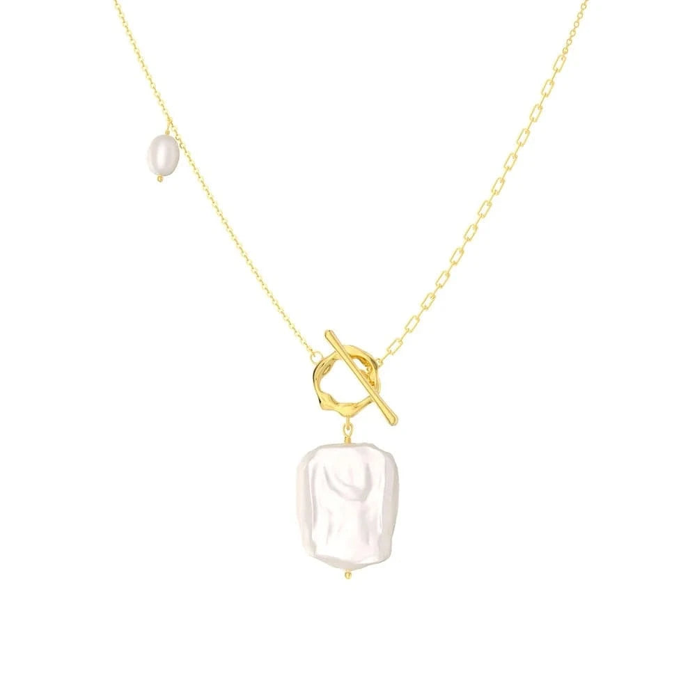 18inches / 14K Gold Plated RINNTIN GPN45 Custom OT buckle Baroque Pearl Necklace Jewelry Korean Style Fine Jewelry 925 Sterling Silver Necklace For Women