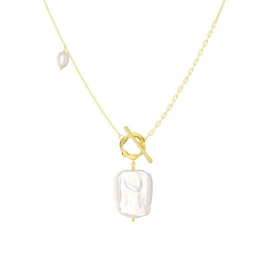 18inches / 14K Gold Plated RINNTIN GPN45 Custom OT buckle Baroque Pearl Necklace Jewelry Korean Style Fine Jewelry 925 Sterling Silver Necklace For Women