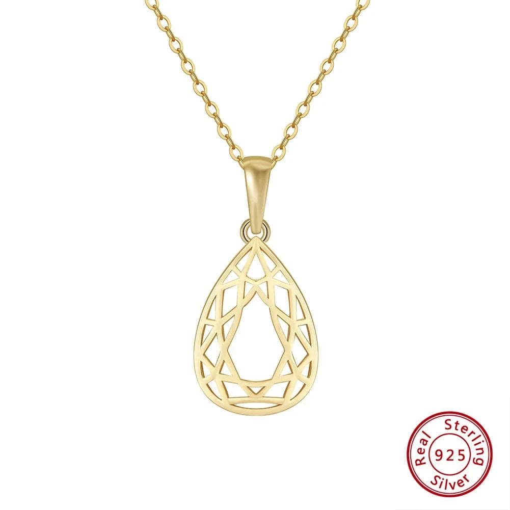 18inches / 14K Gold Plated RINNTIN SAPN35 Custom Fashion Jewelry Heart Circle Waterdrop Geometric Pendant Necklaces 925 Silver Gold Vermeil Necklace