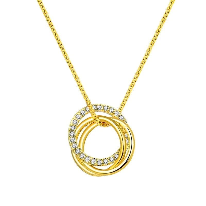 18inches / 18K Gold Plated RINNTIN SN175 Fine Jewelry 925 Sterling Silver Necklace 18K Gold Plated Customized  Circle Pendant Necklaces
