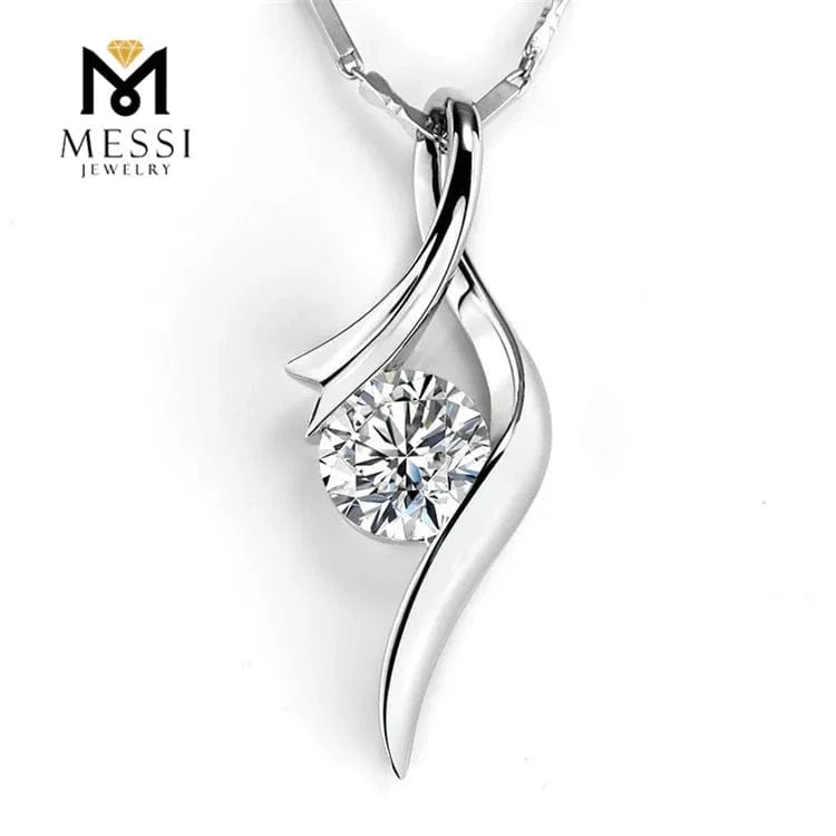18inches / 18K white gold color Messi Jewelry leaf shape classic design pendant necklace for woman 14k 18k white gold daily wear necklace jewelry