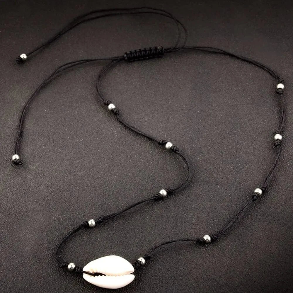 18inches / Black Natural Shell Necklace Conch Choker Handmade Adjustable Bohemian Beaded Pearl Necklaces Hawaiian Beach Jewelry For Women Girls