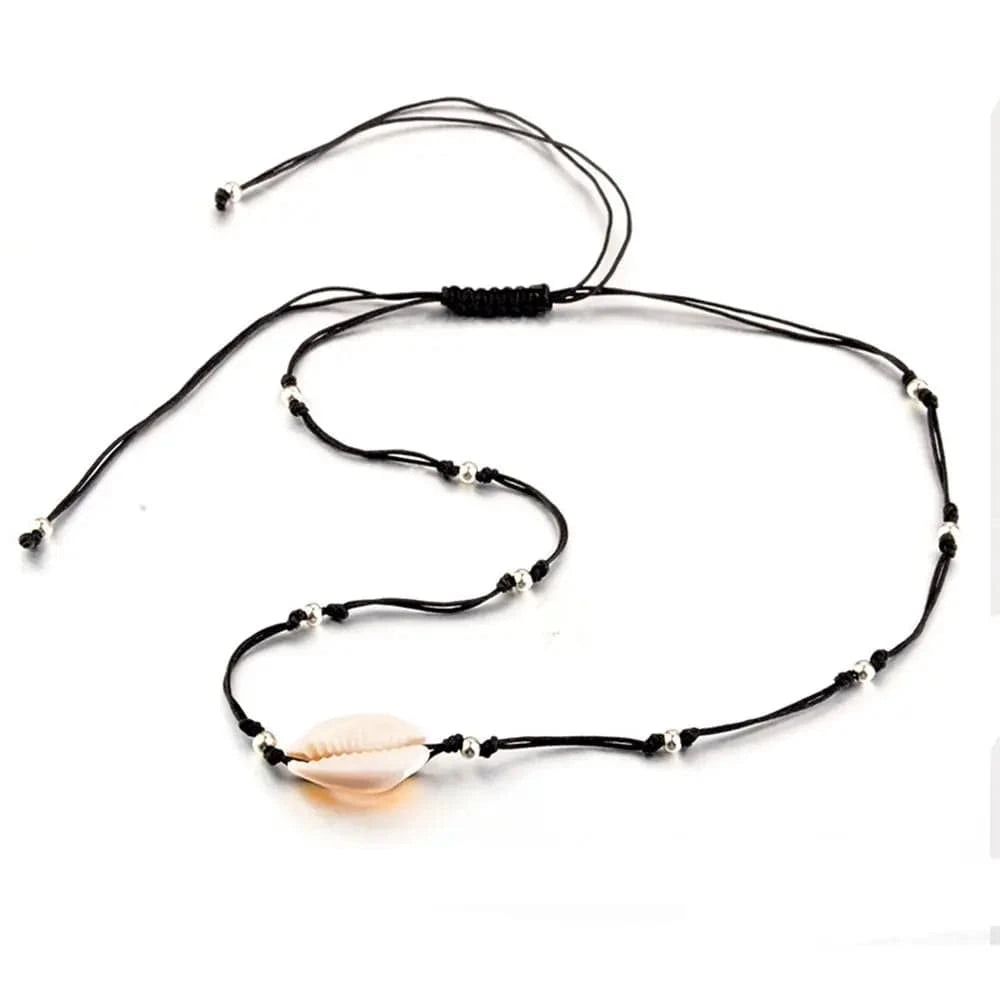 18inches / Black Natural Shell Necklace Conch Choker Handmade Adjustable Bohemian Beaded Pearl Necklaces Hawaiian Beach Jewelry For Women Girls