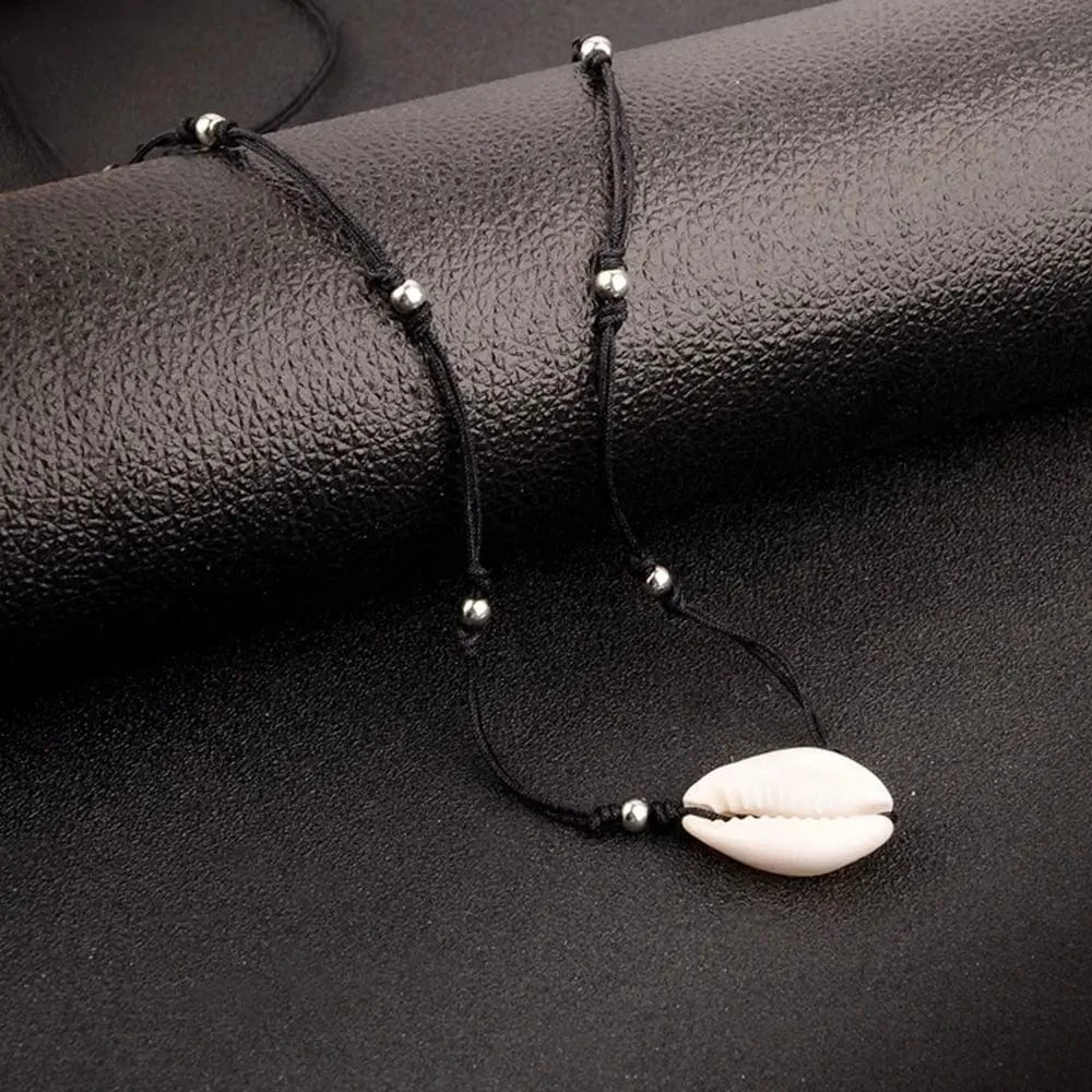 18inches / Black Natural Shell Necklace Conch Choker Handmade Adjustable Bohemian Beaded Pearl Necklaces Hawaiian Beach Jewelry For Women Girls