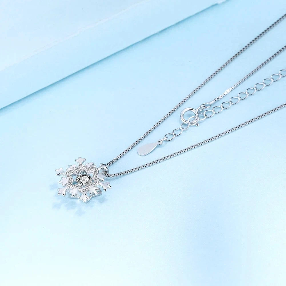 18inches / HON08 RINNTIN HON08 Christmas Series Fashion Snowflake Shaped Necklace Pure 925 Sterling Silver Rhodium Plated Necklace Jewelry