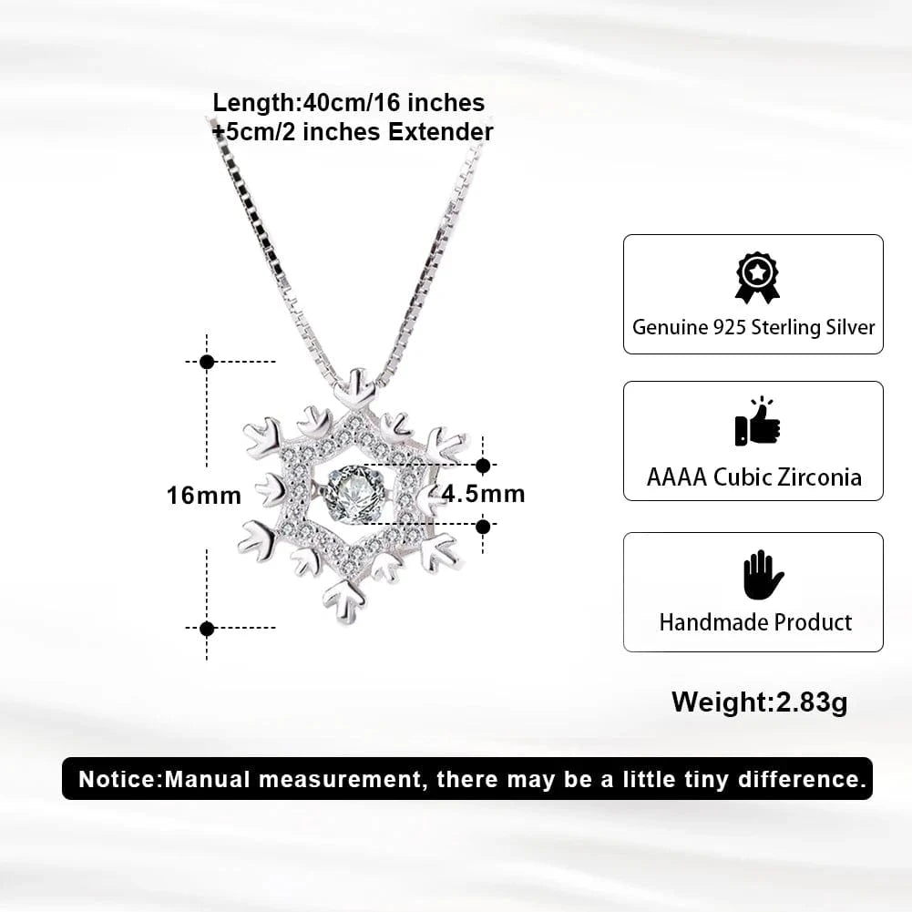 18inches / HON08 RINNTIN HON08 Christmas Series Fashion Snowflake Shaped Necklace Pure 925 Sterling Silver Rhodium Plated Necklace Jewelry