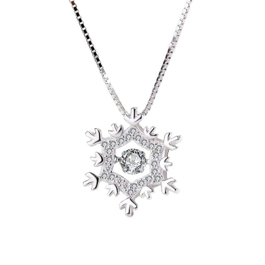 18inches / HON08 RINNTIN HON08 Christmas Series Fashion Snowflake Shaped Necklace Pure 925 Sterling Silver Rhodium Plated Necklace Jewelry