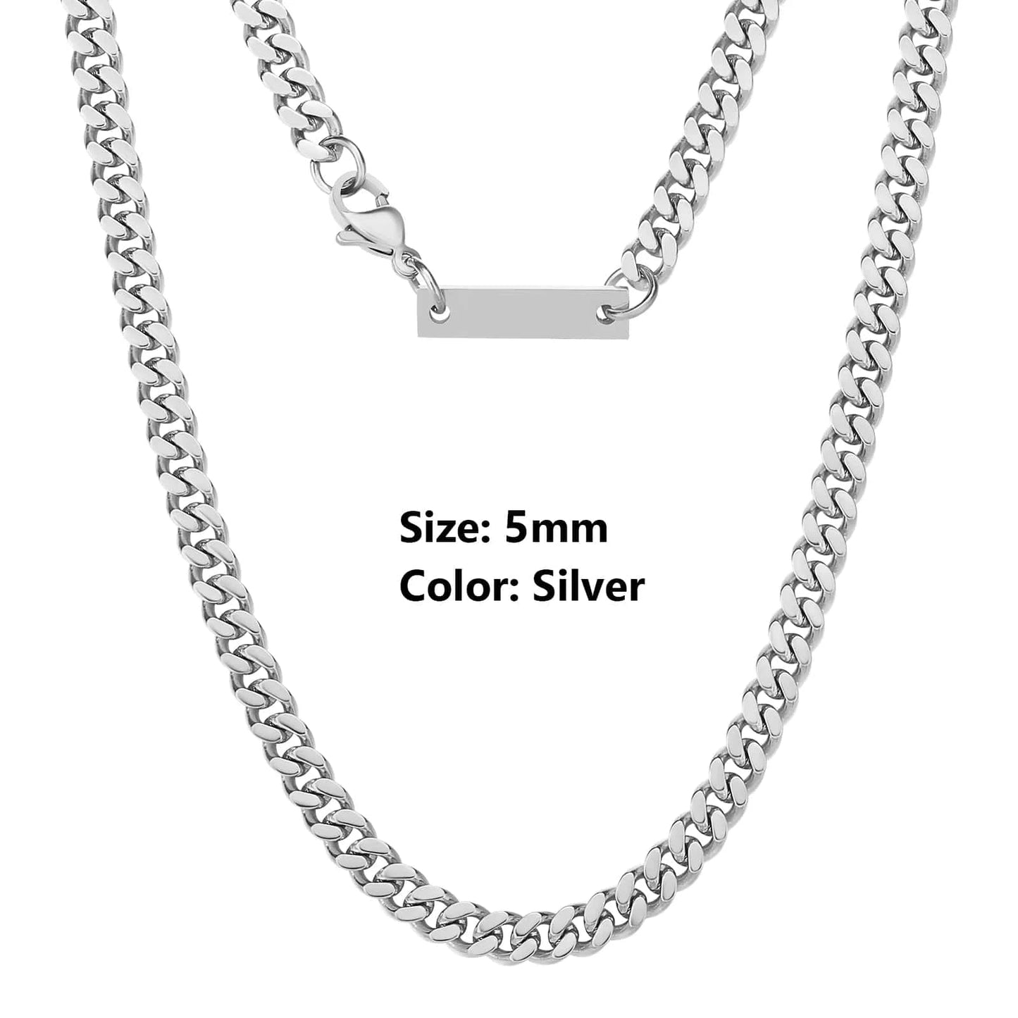 18inches / KRKC-0092-CH-SL-5mm KRKC Wholesale 6mm 26 inch 18K Gold Men Jewelry Stainless Steel Cuban Link Chain Necklace Stainless Steel Gold Chain