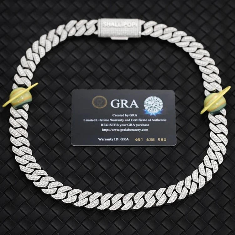 18inches / Planet Chain Custom Infinity Heart Chains 2-Tone VVS Moissanite Gold Plated Solid 925 Sterling Silver Heart Cuban Link Chains Jewelry