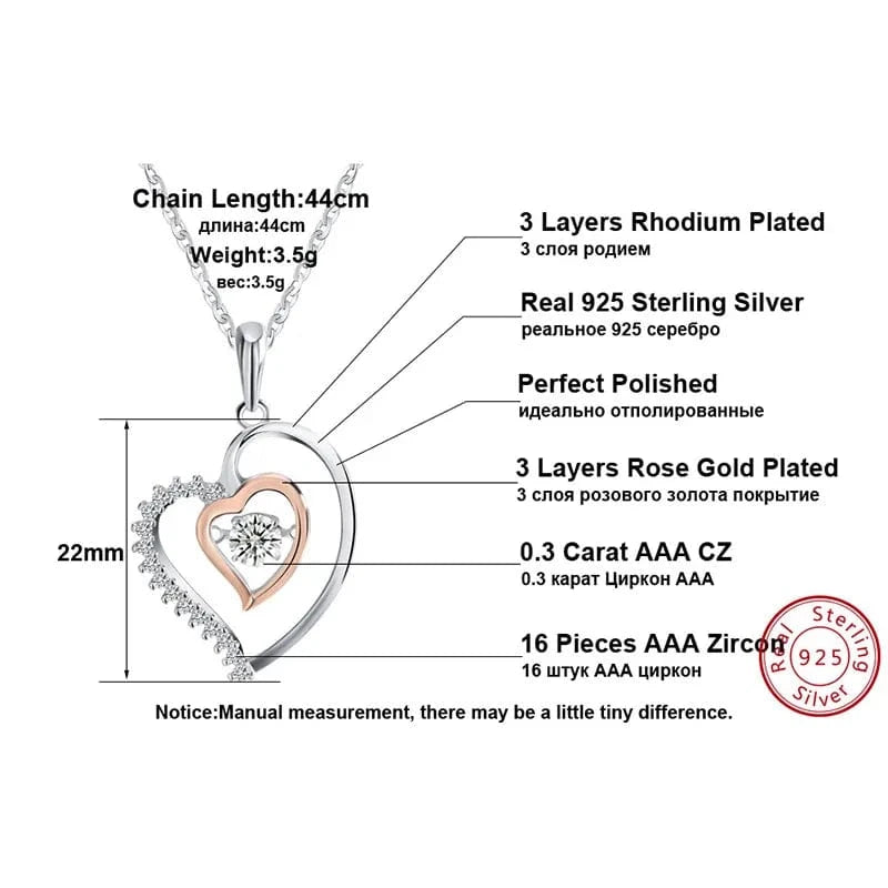 18inches / Rhodium Plated RINNTIN SN15 Fine Jewelry 925 Sterling Silver Factory Customized Twisted Heart Zircon Pendant Necklace