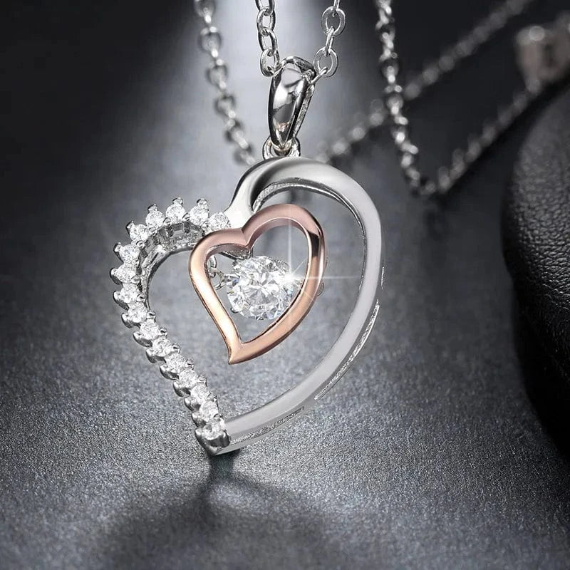 18inches / Rhodium Plated RINNTIN SN15 Fine Jewelry 925 Sterling Silver Factory Customized Twisted Heart Zircon Pendant Necklace