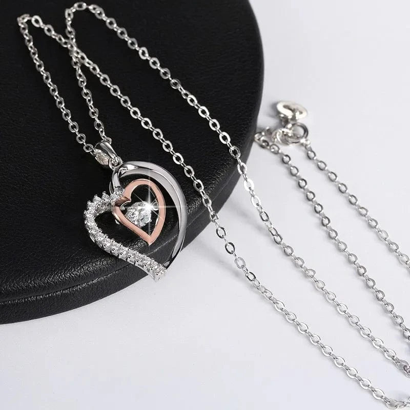 18inches / Rhodium Plated RINNTIN SN15 Fine Jewelry 925 Sterling Silver Factory Customized Twisted Heart Zircon Pendant Necklace