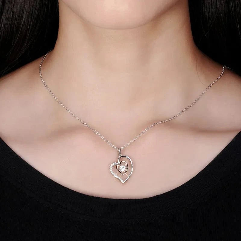 18inches / Rhodium Plated RINNTIN SN15 Fine Jewelry 925 Sterling Silver Factory Customized Twisted Heart Zircon Pendant Necklace