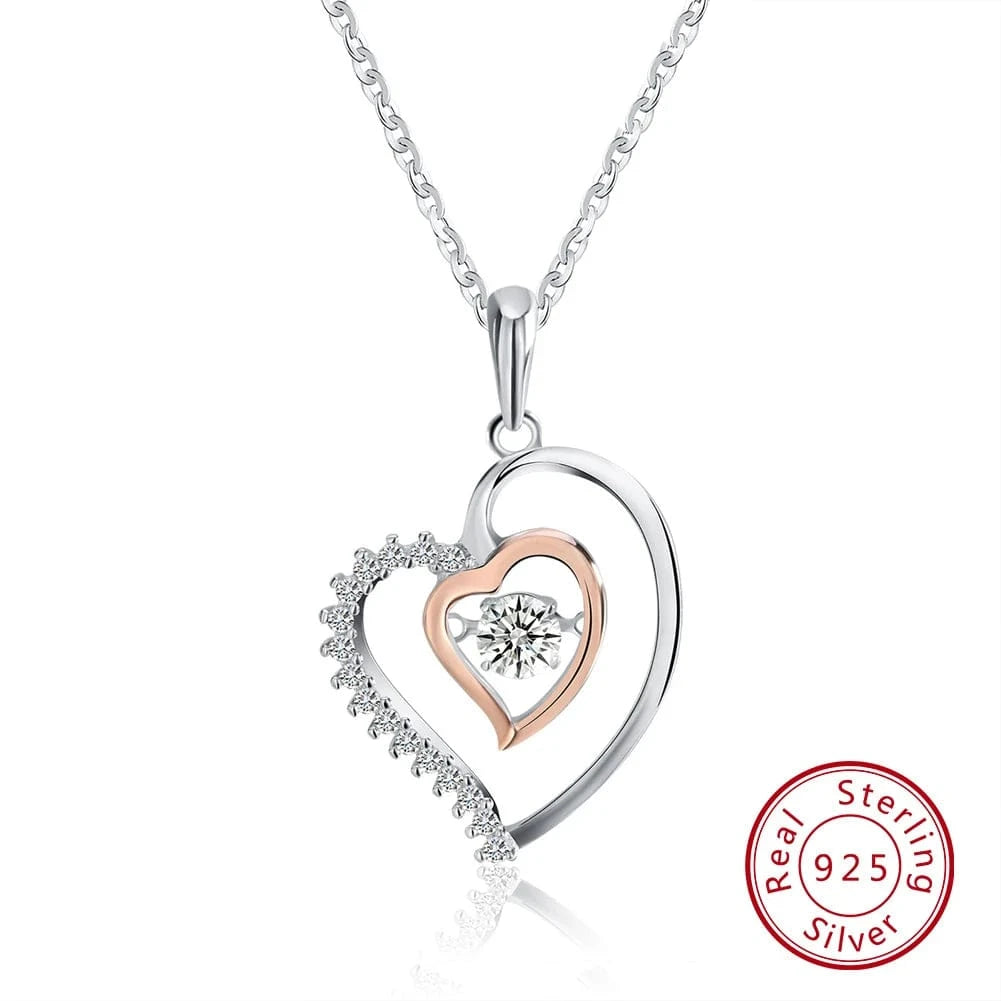 18inches / Rhodium Plated RINNTIN SN15 Fine Jewelry 925 Sterling Silver Factory Customized Twisted Heart Zircon Pendant Necklace