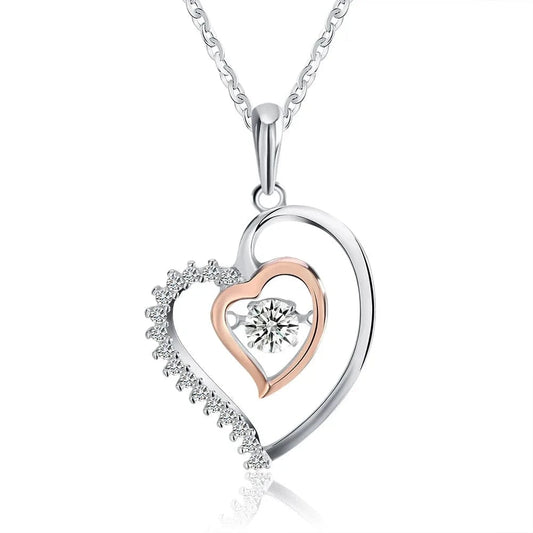 18inches / Rhodium Plated RINNTIN SN15 Fine Jewelry 925 Sterling Silver Factory Customized Twisted Heart Zircon Pendant Necklace