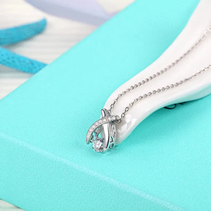 18inches / Rhodium Plated RINNTIN SN38 Wholesale Fine Jewelry 925 Sterling Silver Customized X Shaped Cubic Zirconia Pendant Necklaces