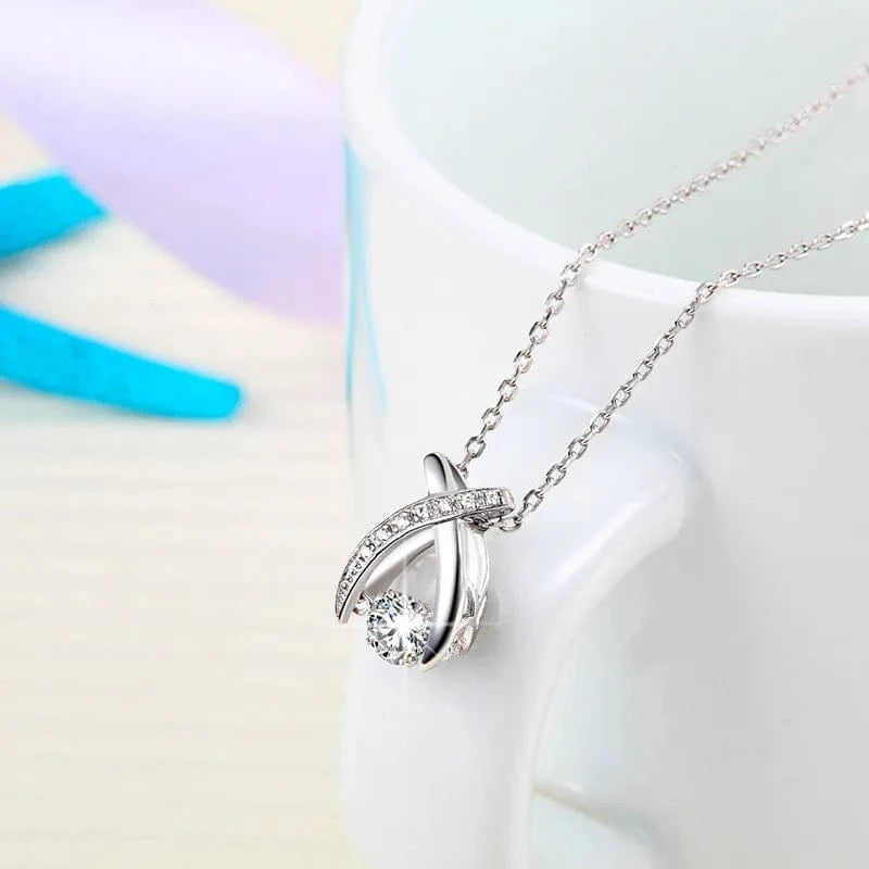 18inches / Rhodium Plated RINNTIN SN38 Wholesale Fine Jewelry 925 Sterling Silver Customized X Shaped Cubic Zirconia Pendant Necklaces