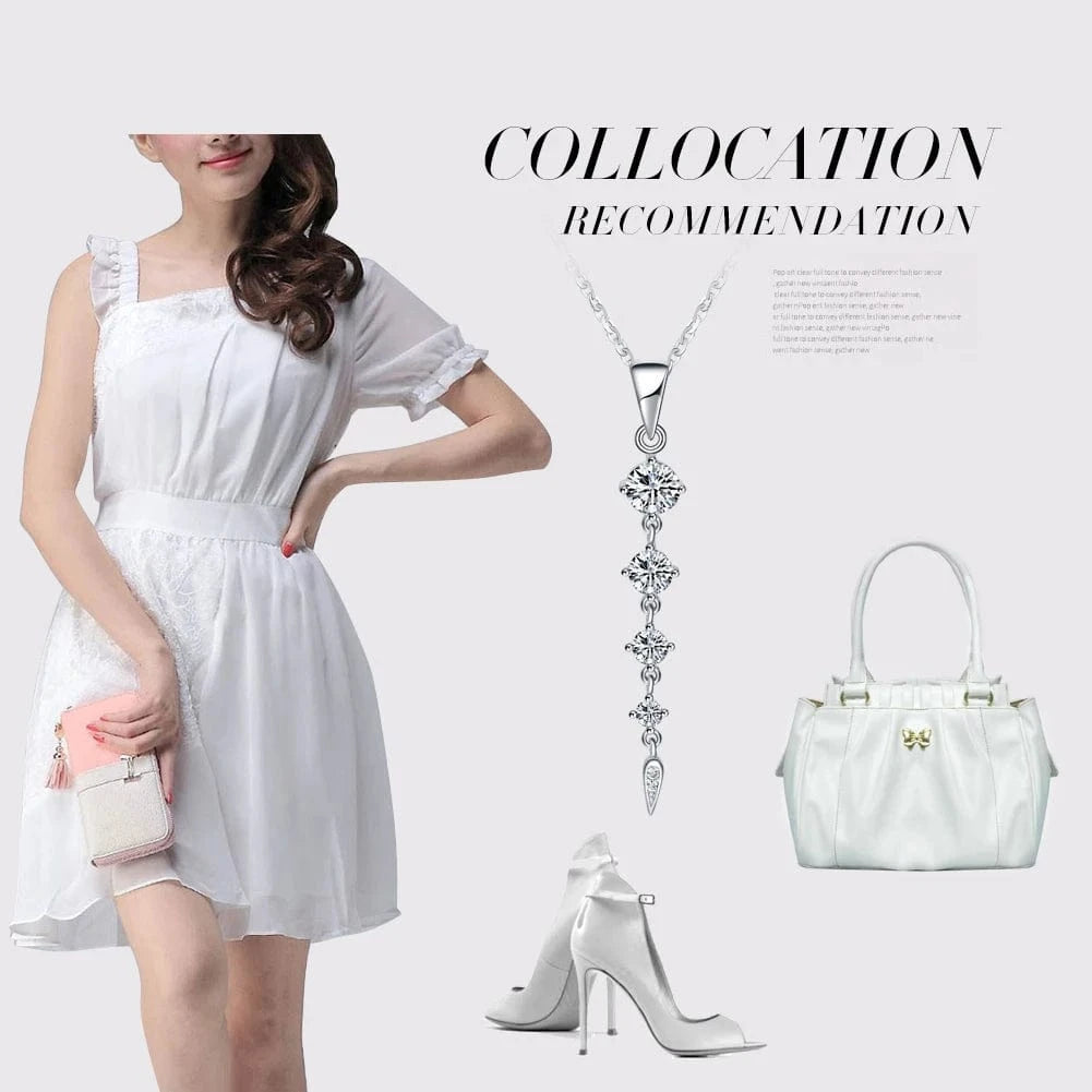 18inches / Rhodium Plated RINNTIN SN76 Fine Jewelry 925 Sterling Silver Tassel Pendant Necklaces High Quality Zircon Necklace For Women