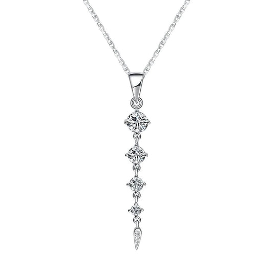 18inches / Rhodium Plated RINNTIN SN76 Fine Jewelry 925 Sterling Silver Tassel Pendant Necklaces High Quality Zircon Necklace For Women