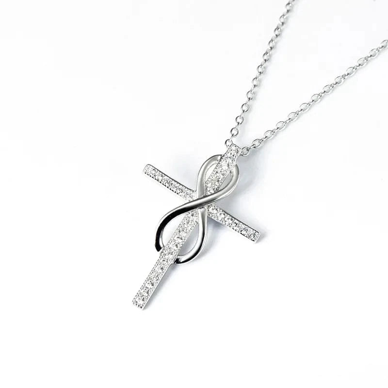 18inches / silver Best Seller 925 Sterling Silver Christian Cross Infinity Love Pendant Necklace
