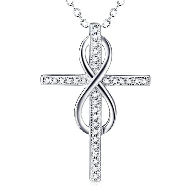 18inches / silver Best Seller 925 Sterling Silver Christian Cross Infinity Love Pendant Necklace