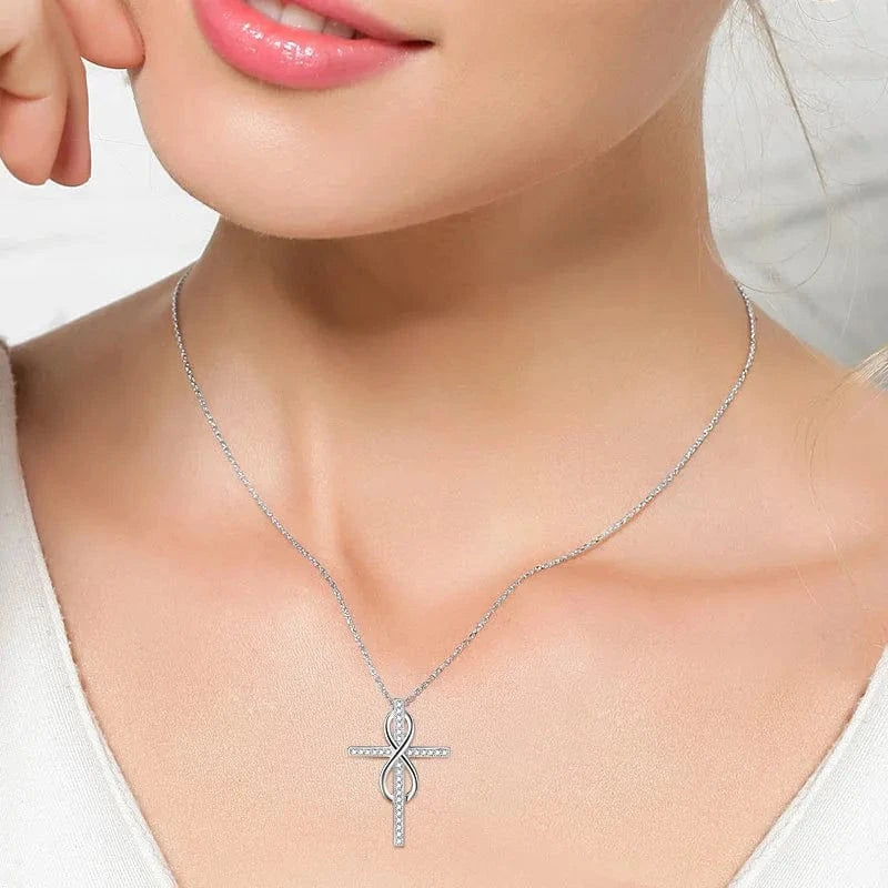 18inches / silver Best Seller 925 Sterling Silver Christian Cross Infinity Love Pendant Necklace