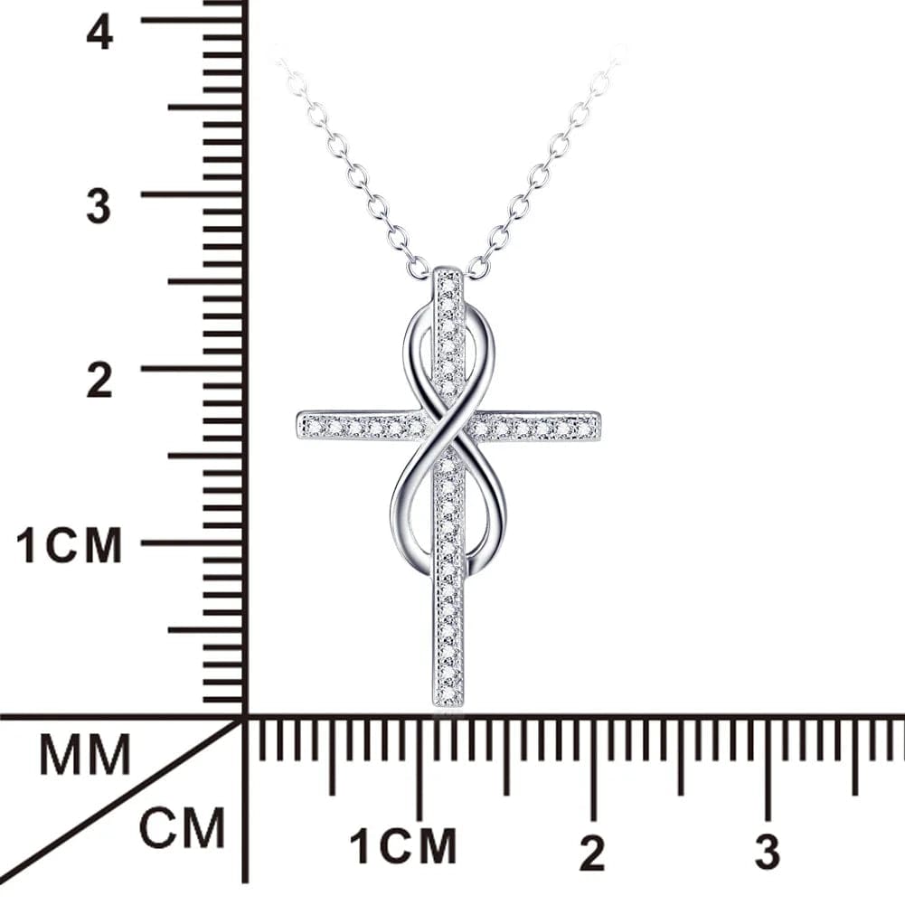 18inches / silver Best Seller 925 Sterling Silver Christian Cross Infinity Love Pendant Necklace