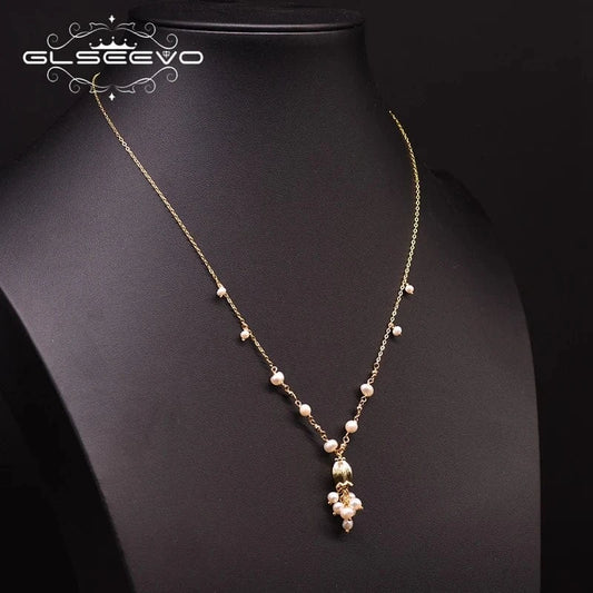 18inches / style 1 Real Natural Freshwater Pearl  Necklace For Women Girls Gifts Statement Necklace 925 Jewelry