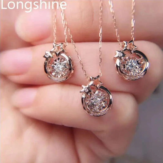 18inches / Yellow Delicate Star Shape Design Beautiful Natural Jewelry With Shining Diamond 18K Gold Necklace for Women