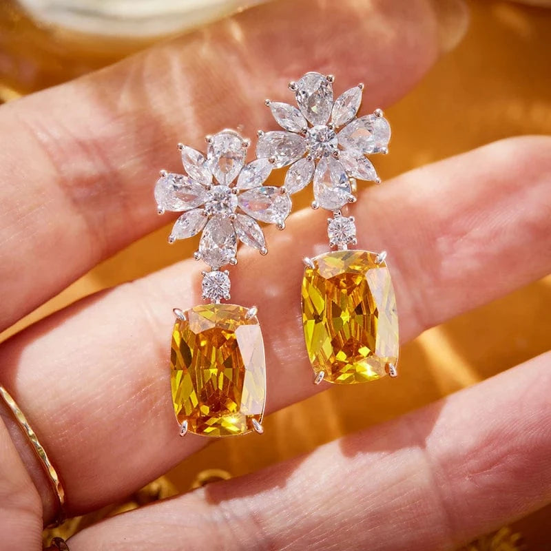 18k copper gold-plated zircon fashionable champagne gold exquisite necklace earrings set, dress accessories, gift jewelry