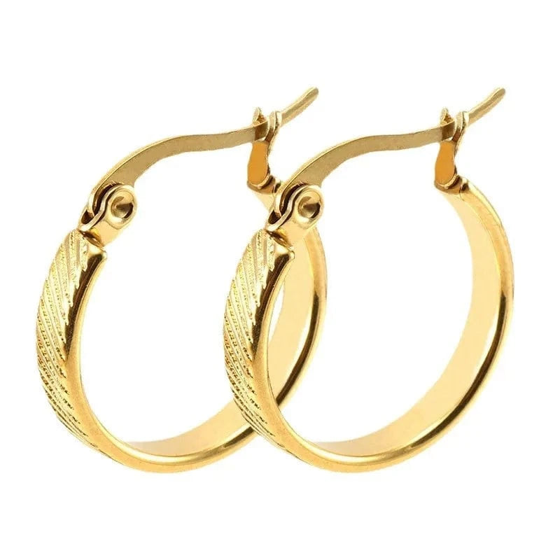 18k gold*19mm Wholesale Good Quality Fashion Jewellery Buckle Round Hoop Earrings Gold Plated 18k Jewelry Women