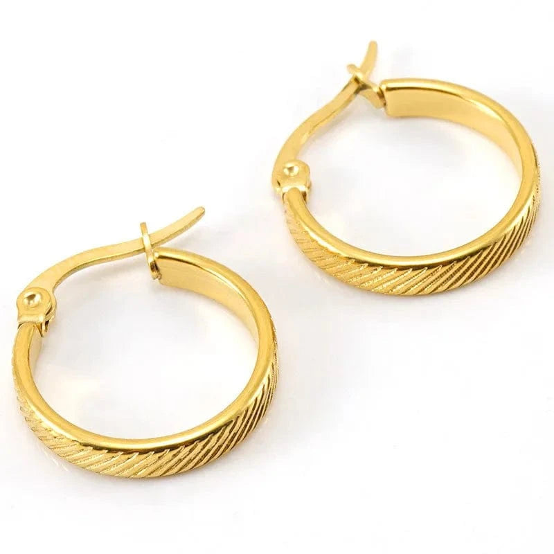 18k gold*19mm Wholesale Good Quality Fashion Jewellery Buckle Round Hoop Earrings Gold Plated 18k Jewelry Women