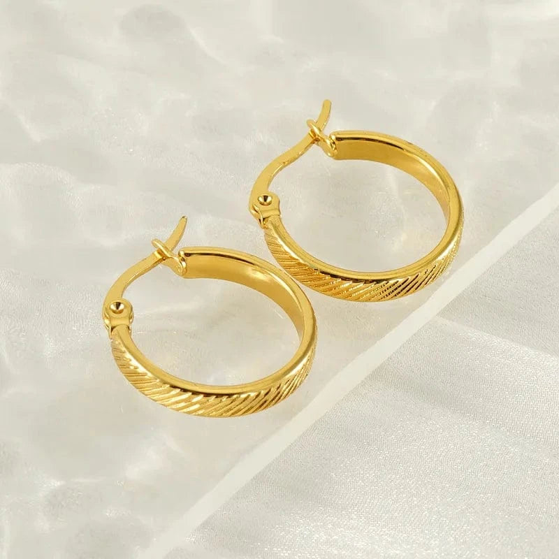 18k gold*19mm Wholesale Good Quality Fashion Jewellery Buckle Round Hoop Earrings Gold Plated 18k Jewelry Women