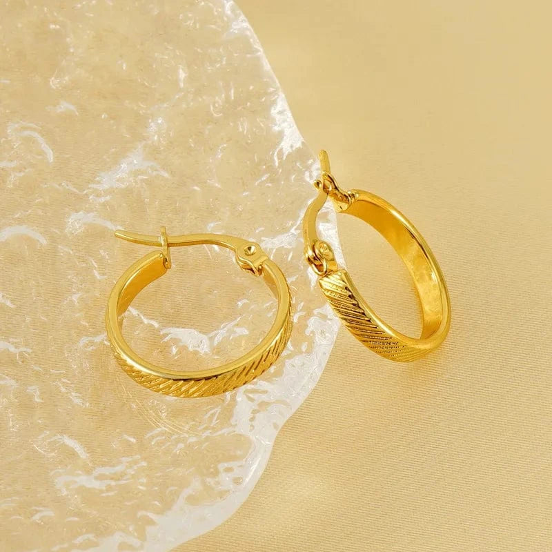18k gold*19mm Wholesale Good Quality Fashion Jewellery Buckle Round Hoop Earrings Gold Plated 18k Jewelry Women