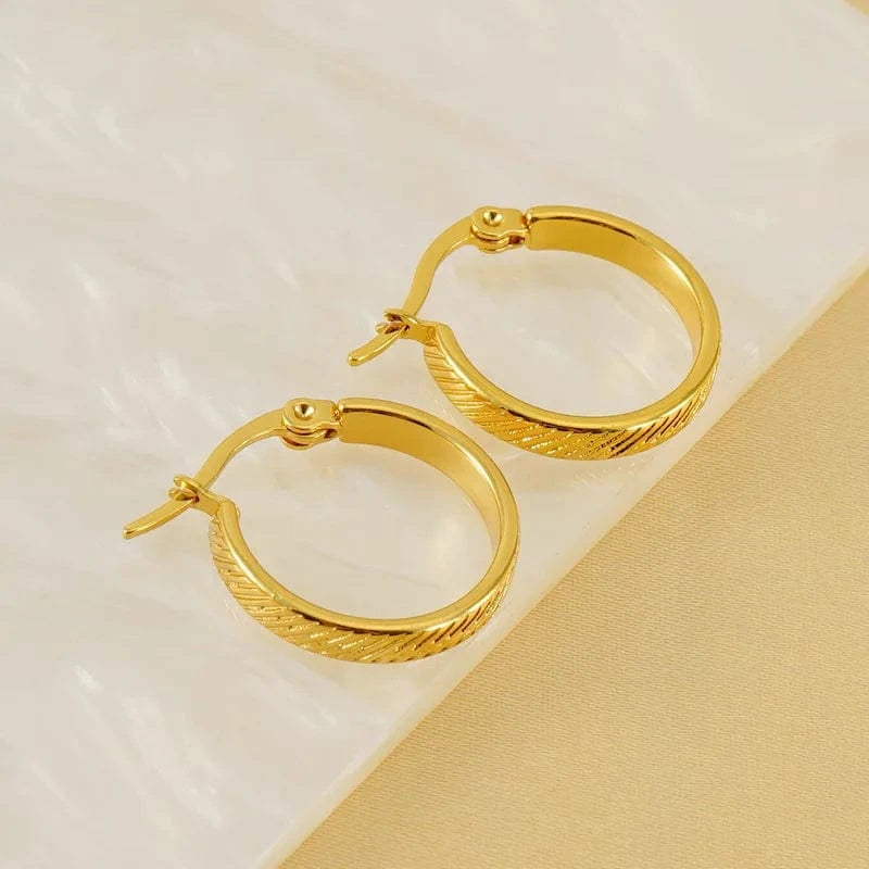 18k gold*19mm Wholesale Good Quality Fashion Jewellery Buckle Round Hoop Earrings Gold Plated 18k Jewelry Women