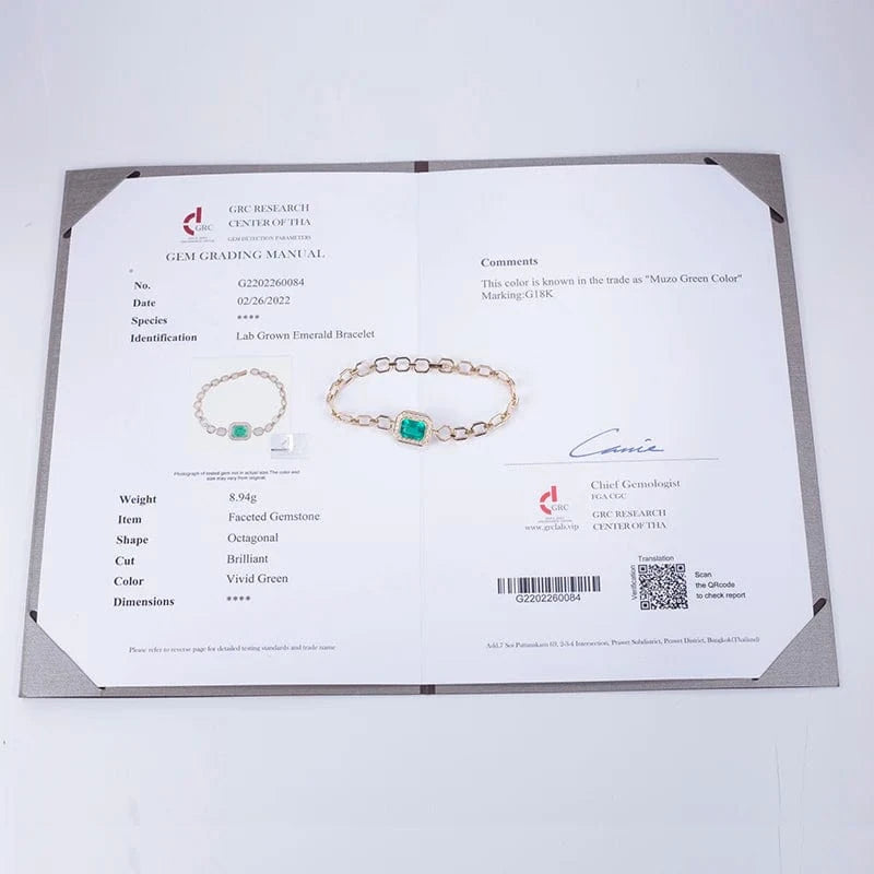 18k gold Customized 18K Yellow Gold Fashion Luxury Jewelry Lab Grown Emerald Bracelet