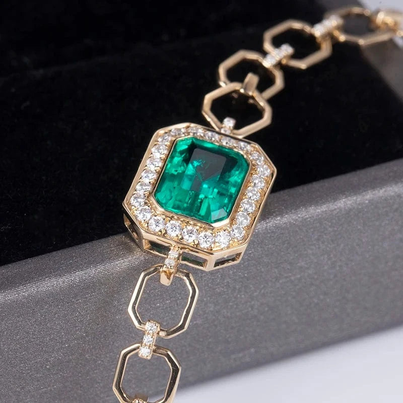 18k gold Customized 18K Yellow Gold Fashion Luxury Jewelry Lab Grown Emerald Bracelet