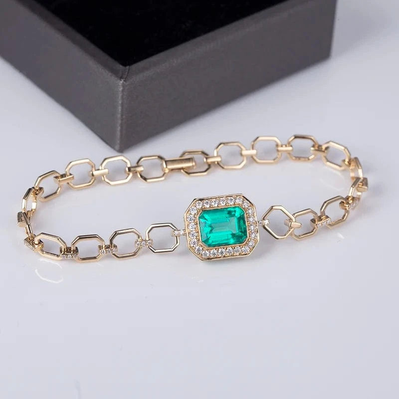 18k gold Customized 18K Yellow Gold Fashion Luxury Jewelry Lab Grown Emerald Bracelet