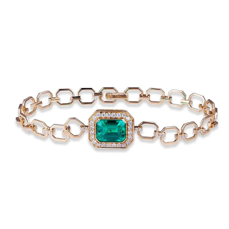 18k gold Customized 18K Yellow Gold Fashion Luxury Jewelry Lab Grown Emerald Bracelet