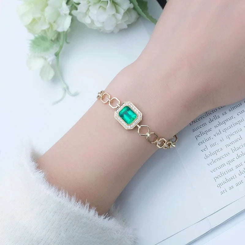 18k gold Customized 18K Yellow Gold Fashion Luxury Jewelry Lab Grown Emerald Bracelet
