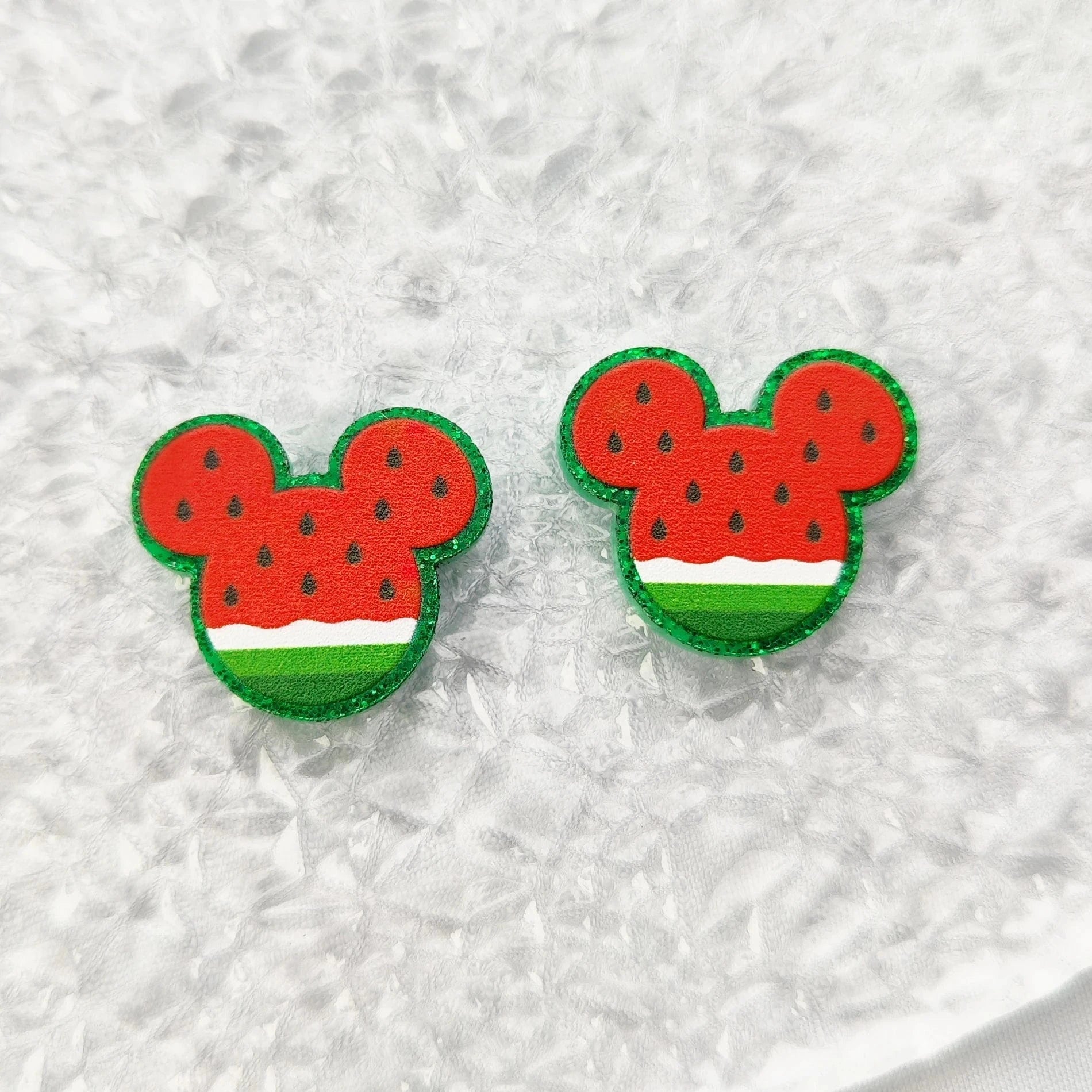 18mm / multi (Set of 10 )  PRS026PR1008 Factory Hot Sale Cute Mouse Watermelon Laser Cut Animal Acrylic Jewelry Accessories