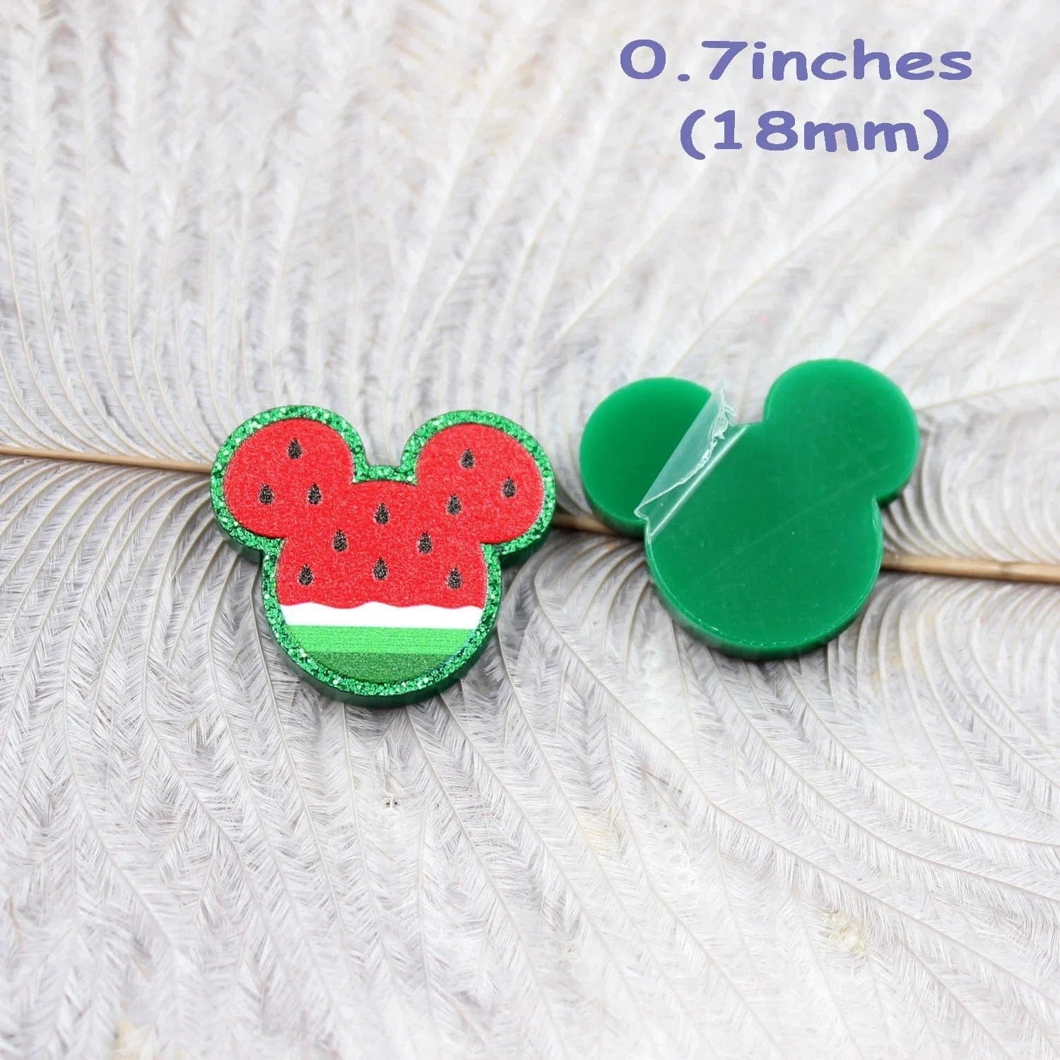 18mm / multi (Set of 10 )  PRS026PR1008 Factory Hot Sale Cute Mouse Watermelon Laser Cut Animal Acrylic Jewelry Accessories