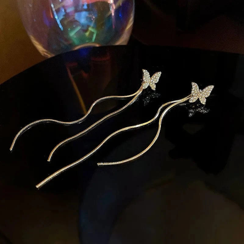 191 Gold s925 silver needle boom earrings female personality Korean Dongdaemun long tassel earrings retro pearl earrings