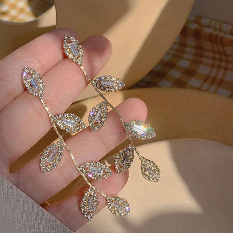 1916 Gold Crystal Long Chain Earrings 925 Silver Needle Butterfly Jewelry Women Fashion Pearl Flower Cluster Earrings