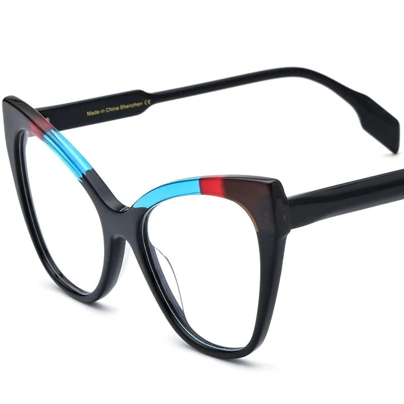 19251 Black Borregls Acetate Cat Eye Glasses Frame Brand Designer Transparent Eyeglasses Frame Myopia Optical Eyewear 19251