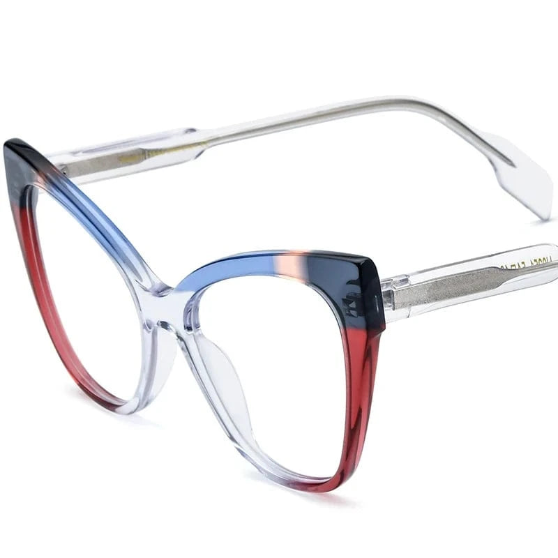 19251 Red Transparent Borregls Acetate Cat Eye Glasses Frame Brand Designer Transparent Eyeglasses Frame Myopia Optical Eyewear 19251