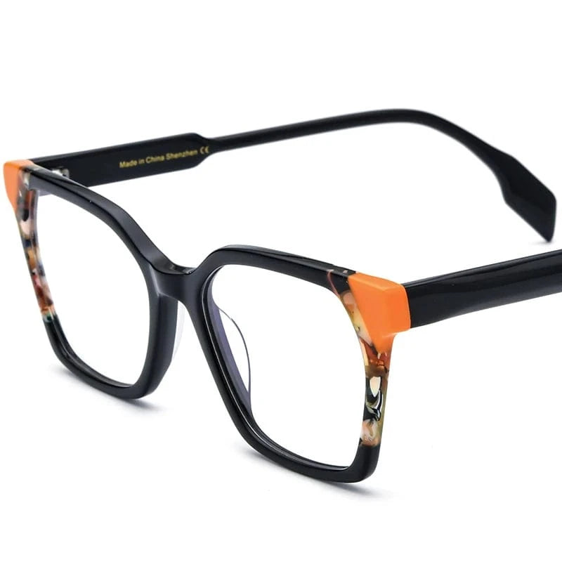 19252 Black Borregls Acetate Glasses Frame Men Retro Square Eyeglasses Women 2022 Optical Spectacles Myopia Eyewear 19252