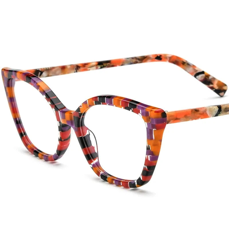 19277 Lattice Borregls Acetate Cat Eye Glasses Frame Brand Designer Transparent Eyeglasses Frame Myopia Optical Eyewear 19277