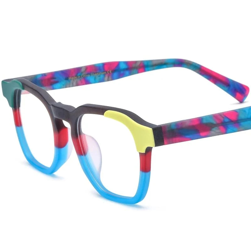 19284 Matte Blue Borregls Splice Acetate Square Glasses Women Brand Design New High Quality Eyeglass Frame Spectacles Optical Eyewear 19284